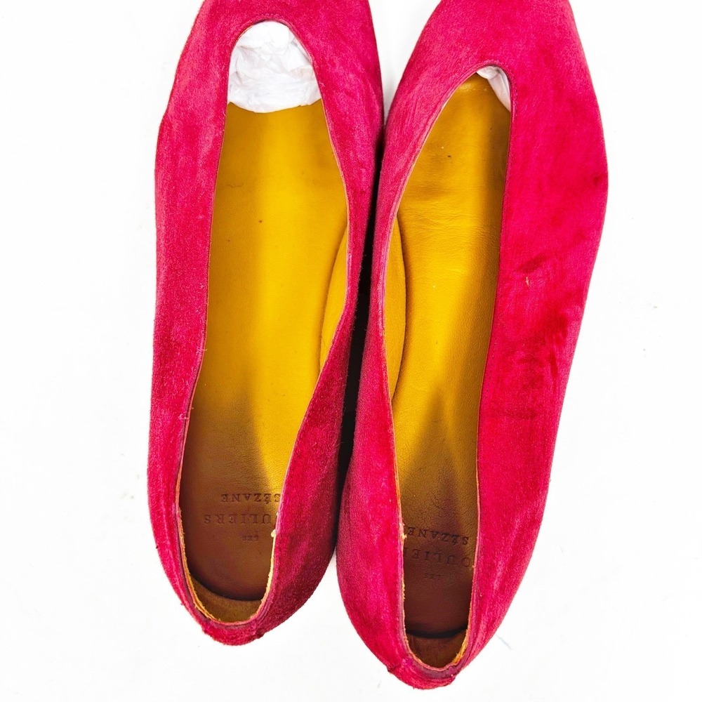 Les Souliers Sezane Suede Pointed Toe Ballet Flats Women 38 EU 7 US Burgundy - Picture 3 of 9
